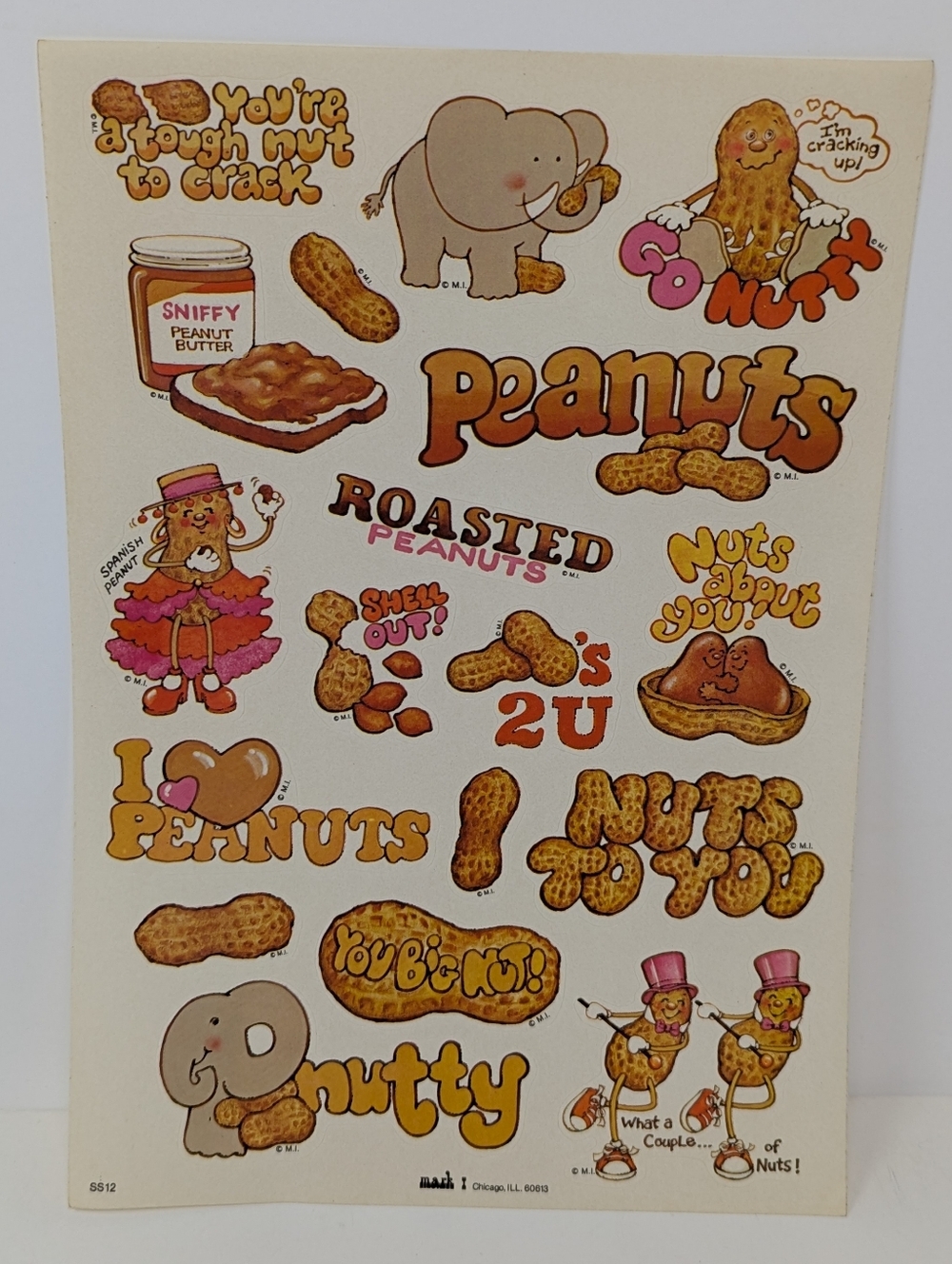 Celebrity Mark 1 Stickers Peanuts Sheet Complete Vintage